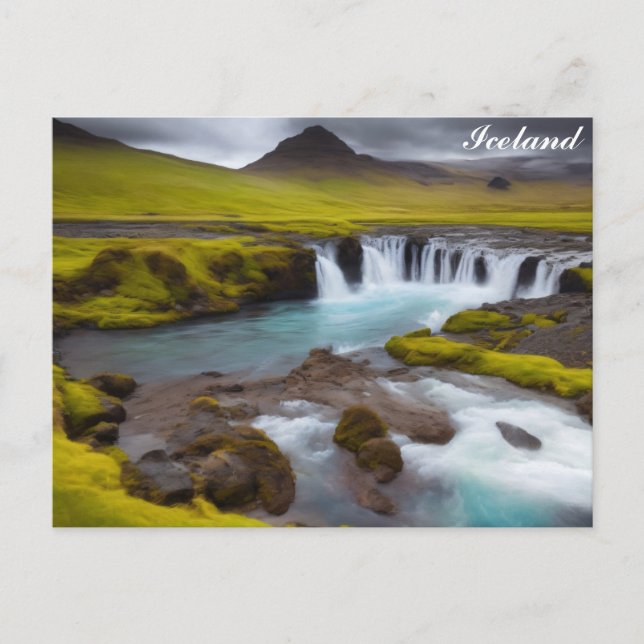 Carte Postale Islande Cascade Voyage (Devant)
