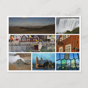 Carte Postale Islande collage des hautes terres de la cascade re