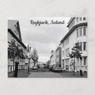 Carte Postale Islande Reykjavik Street Noir Blanc Personnaliser