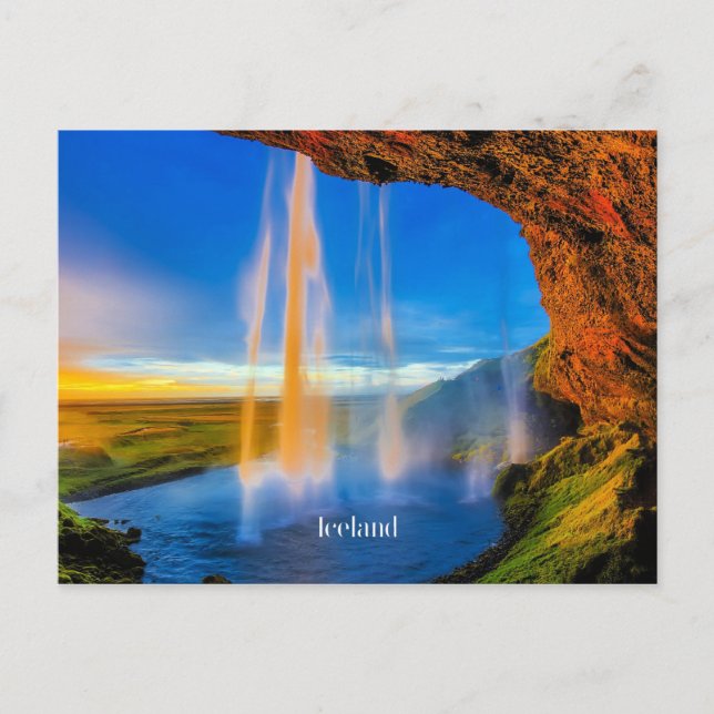 Carte Postale Islande Skogafoss, belle photo de paysage (Devant)