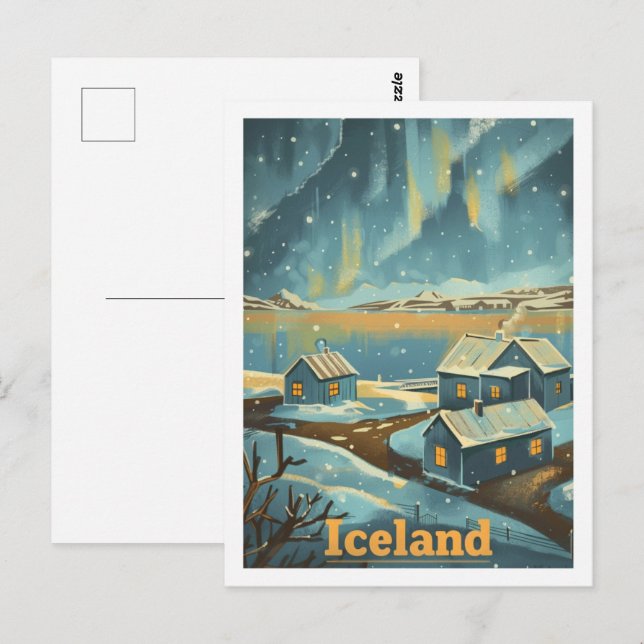 Carte Postale Islande Vintage célèbre Travel Place (Devant / Derrière)