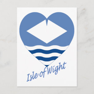 Carte Postale Isle of Wight Drapeau Coeur avec nom