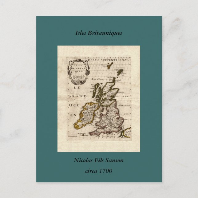 Carte Postale Isles Britanniques - 1700 Nicolas Fils Sanson Map (Devant)
