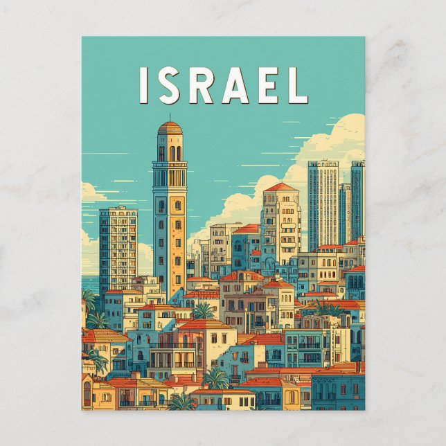 Carte Postale Israel Illustration Travel Art Vintage (Devant)