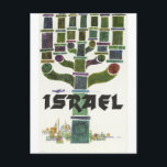 Carte Postale Israël, Menorah, voyage aérien vintage<br><div class="desc">Image parfaite pour votre nouveau design d'impression. Cela pourrait être un beau cadeau ou la « touche finale » pour décorer votre maison.</div>