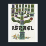 Carte Postale Israël, Menorah, voyage aérien vintage<br><div class="desc">Image parfaite pour votre nouveau design d'impression. Cela pourrait être un beau cadeau ou la « touche finale » pour décorer votre maison.</div>
