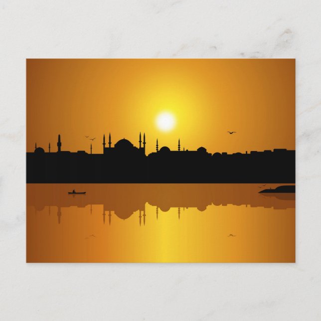 Carte Postale Istanbul et coucher de soleil (Devant)