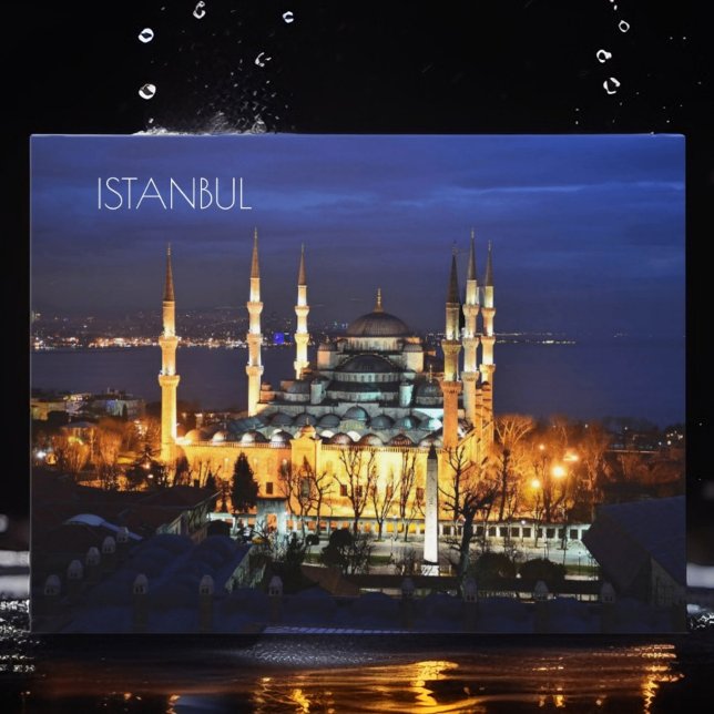 Carte Postale Istanbul Mosquée Bleue Nuit Décor Premium Voyage (Créateur téléchargé)