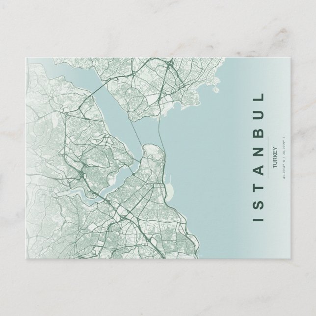 Carte Postale Istanbul Türkiye Map Minimal (Devant)