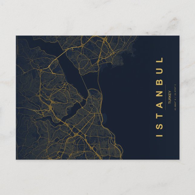 Carte Postale Istanbul Türkiye Map Minimal (Devant)