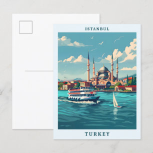 Carte Postale Istanbul Turquie Élégant Vintage voyage d'art