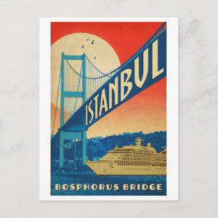 Carte Postale Istanbul, Turquie, pont du Bosphore, croiseur tour
