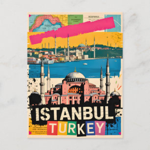 Carte Postale Istanbul Turquie Sainte-Sophie Art Pop Rétro Voyag
