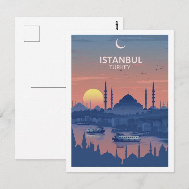 Carte Postale Istanbul Turquie Vintage célèbre Travel Place (Devant / Derrière)