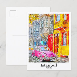 Carte Postale Istanbul Turquie Voyage Aquarelle main tirée