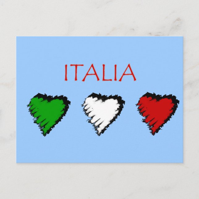Carte Postale Italia hearts flag of Italy Italian love (Devant)