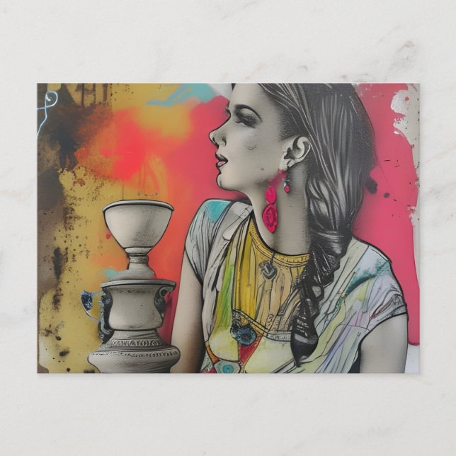 Carte Postale Italie Ancienne femme de mode Pompéi (Devant)