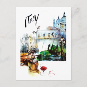 Carte Postale Italie, attractions touristiques, peinture, art, v