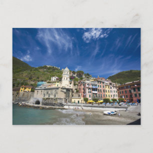 Carte Postale Italie, Cinque Terre, Vernazza, Port et Eglise 2