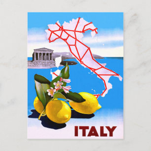 Carte Postale Italie Citron Temple Romain Fleur