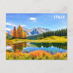 Carte Postale Italie Dolomite Alpes Aquarelle Voyage