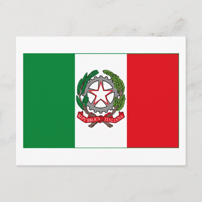 Carte Postale Italie Drapeau avec certificat d'authenticité (feu (Devant)