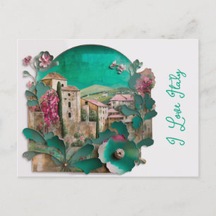Carte Postale Italie florale rose