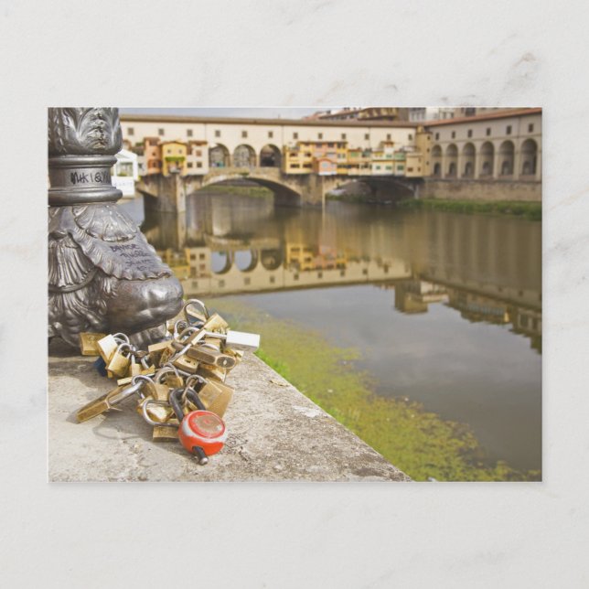 Carte Postale Italie, Florence, Love Locks et réflexions dans (Devant)