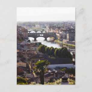 Carte Postale Italie, Florence, Ponte Vecchio et le fleuve Arno