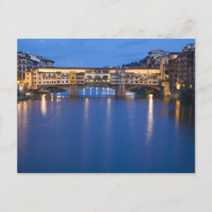Carte Postale Italie, Florence, Reflets nocturnes dans l'