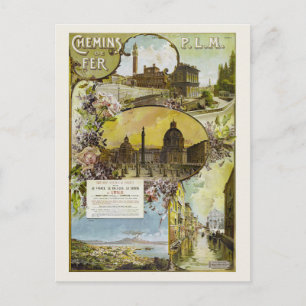 Carte Postale Italie France Poster vintage ferroviaire