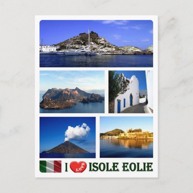 Carte Postale Italie - Îles Éoliennes - I Love - (Devant)