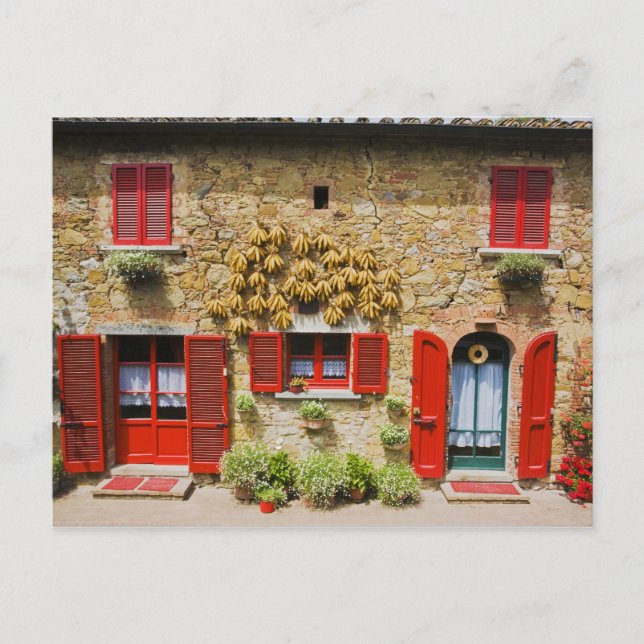 Carte Postale Italie, Lucignano, Chutters rouges et récolte (Devant)