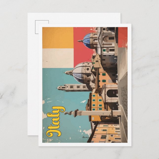 Carte Postale Italie Pop Art Voyage Illustration (Devant / Derrière)