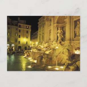 Carte Postale Italie, Rome. Fontaine de Trevi la nuit.