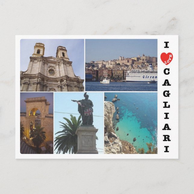 Carte Postale Italie - Sardaigne - Cagliari - I Love (Devant)
