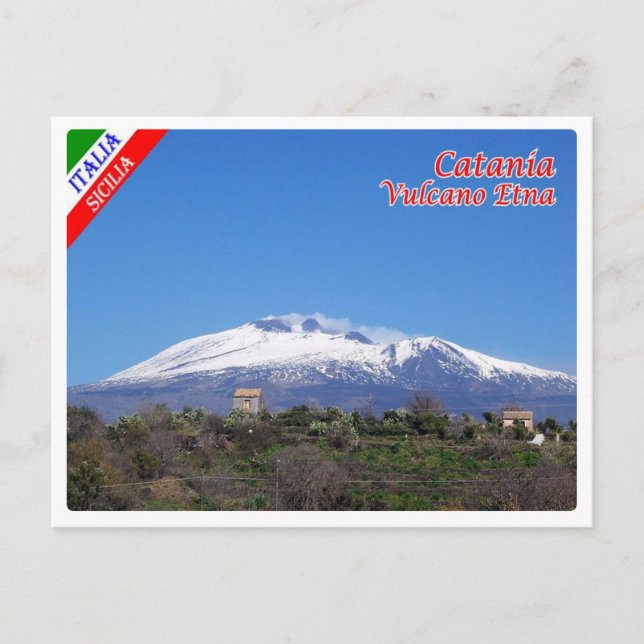 Carte Postale Italie - Sicile - Catane - Etna avec neige - (Devant)