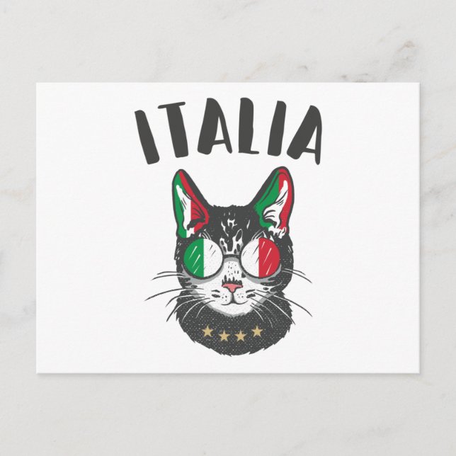 Carte Postale Italie Soccer Chat Mascotte drapeau italien (Devant)