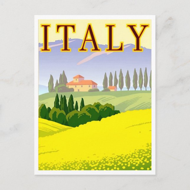 Carte Postale Italie Spring Fields Retro Inspiré (Devant)
