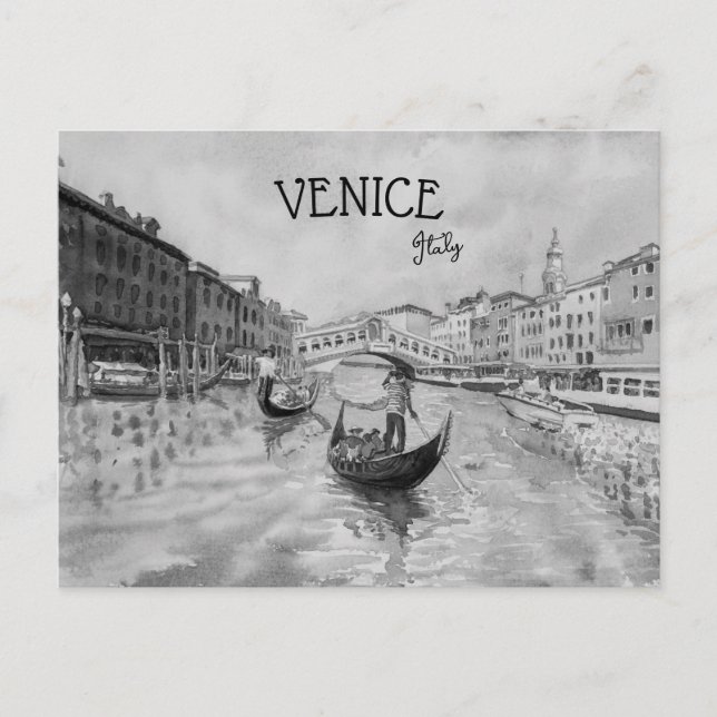 Carte Postale Italie Travel - VENICE souvenir noir et blanc (Devant)