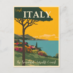 Carte Postale Italie Vintage Amalfi Coast Travel