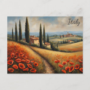 Carte Postale Italie Vintage Aquarelle Toscane Villa Travel