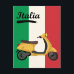 Carte Postale Italie Vintage Italie Drapeau Vespa Scooter Travel<br><div class="desc">N'importe qui aimerait recevoir cette carte postale de voyage vintage avec une illustration rétro du drapeau italien et un scooter vespa !</div>