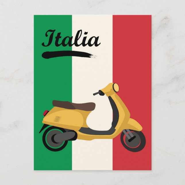 Carte Postale Italie Vintage Italie Drapeau Vespa Scooter Travel (Devant)