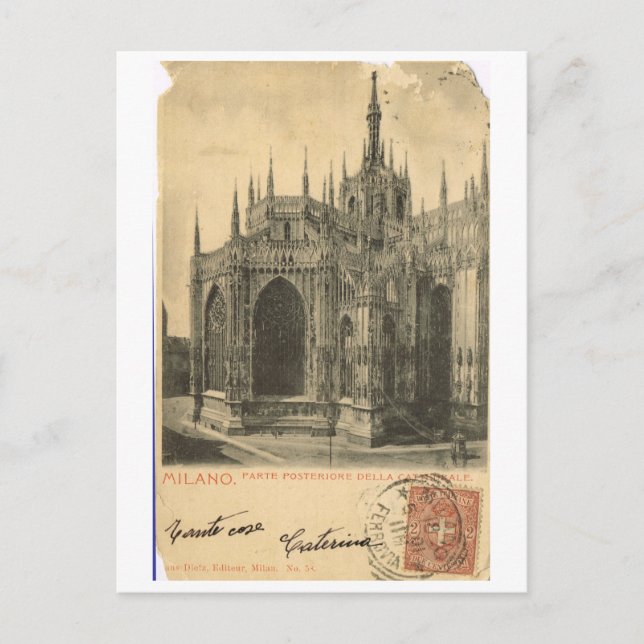 Carte Postale Italie vintage, Milan, Duomo 1900 (Devant)