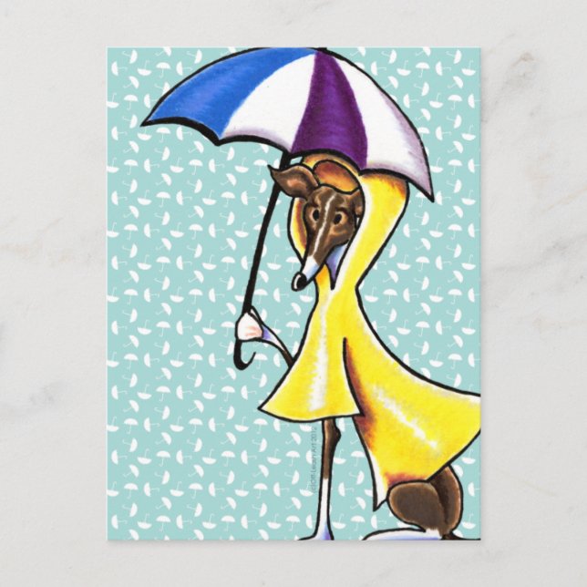 Carte Postale Italien Greyhound Umbrella Crazy (Devant)