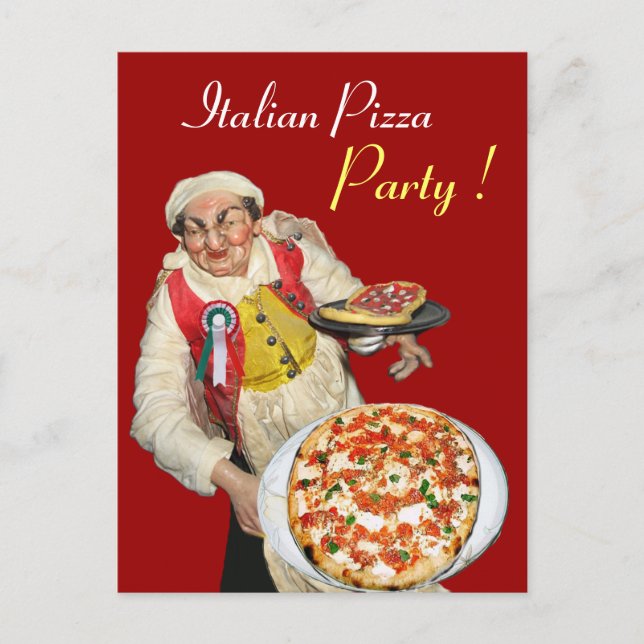 Carte Postale ITALIEN PIZZA PARTY Red Recette (Devant)