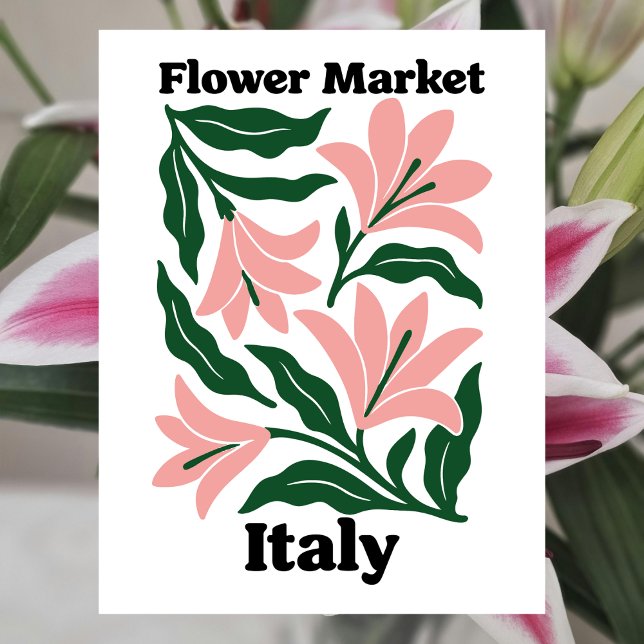 Carte Postale Italy Flower Market Pink Lily & Emerald Leaf (Italy Flower Market Pink Lily & Emerald Leaf Postcard)