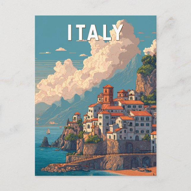 Carte Postale Italy Illustration Travel Art Vintage (Devant)