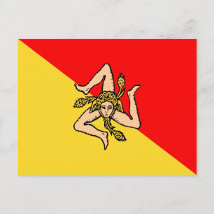 Carte Postale Italy, Sicily, flag sicilian